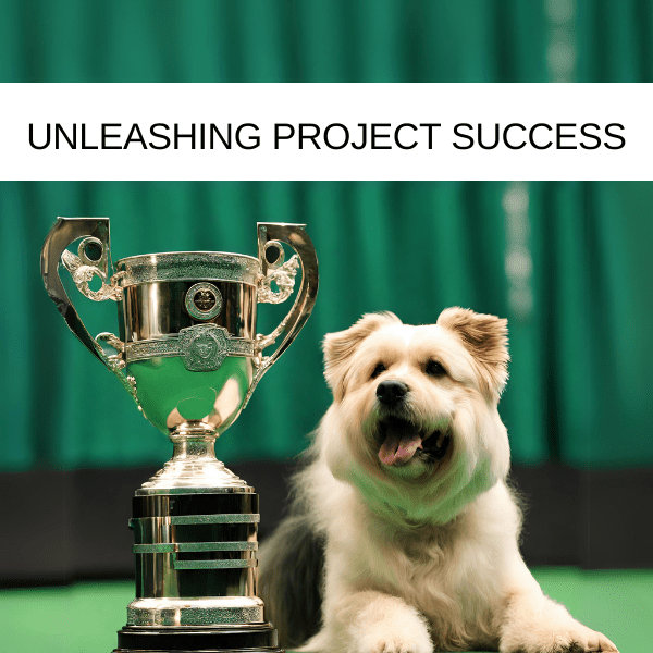 Dog sitting next to a trophy.