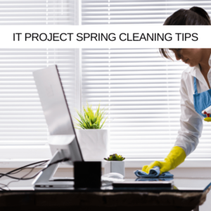 Women cleaning a desk