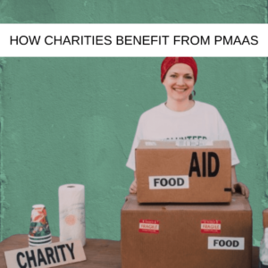 Woman working at a charity stand